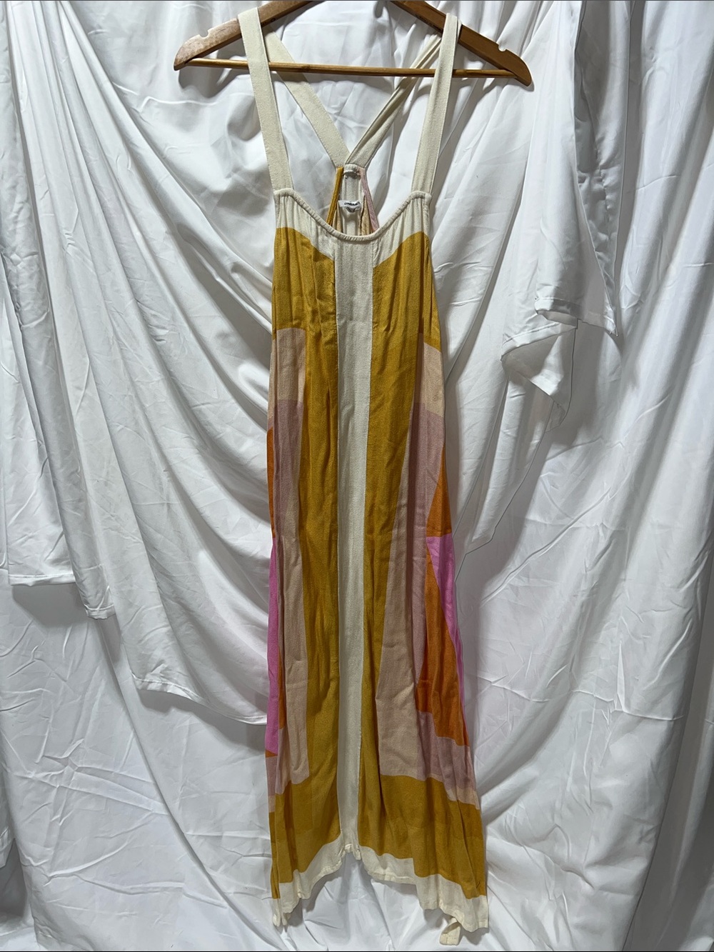 Colorblock Maxi Sundress in Mustard, Pink & Orange